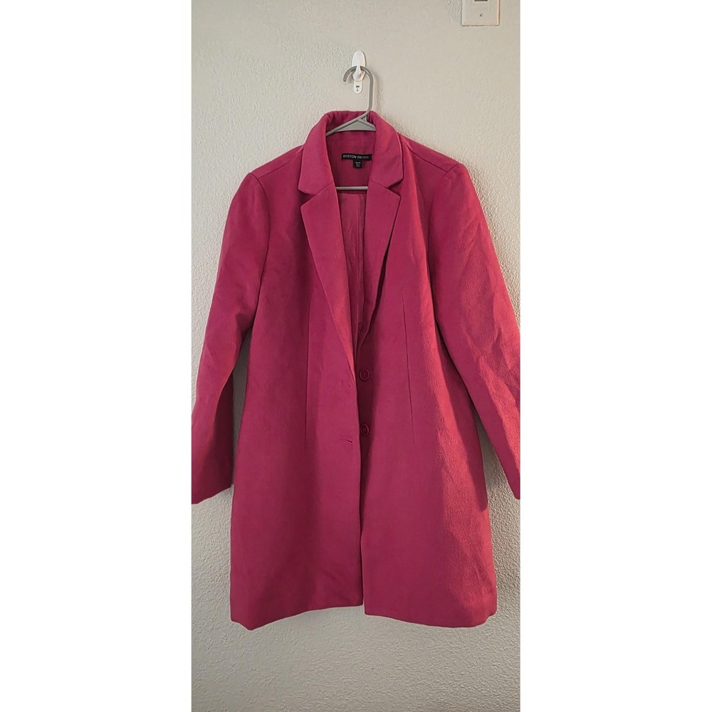 Boston Proper Coat Womens Medium Pink‎ Faux Suede Mid Length Button Pockets